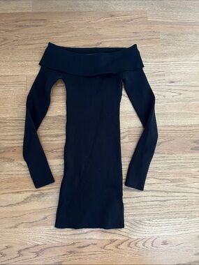 Edikted Black Ribbed Off-Shoulder sweater dress
